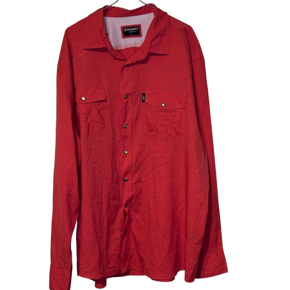 Hooey Habitat Men's Shirt Western Pearl Button Snap Fishing Vented Mesh Red XXL‎